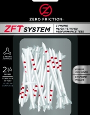 Zero Friction T System Composite 3-Prong Golf Tees (2-3/4 Inch, White with Red Stripe, Pack of 30)