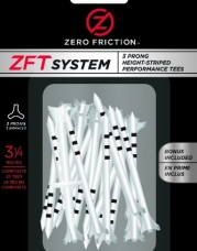 Zero Friction T System Composite 3-Prong Golf Tees (3-1/4 Inch, White with Black Stripe, Pack of 25)