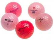Various Brands Optic Pink Mixed Recycled Golf Balls, 48 Pack w/mesh bag
