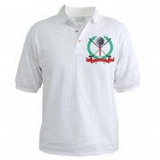 Golf Ball, Tee and Clubs Emblem Sports Golf Shirt by CafePress - L White