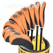 Craftsman Golf 10 x Golf Club Iron Window Headcover Neoprene Head Covers for Titleist, Callaway, Taylormade Iron Protector You choose Color (Orange / Black)