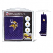 NFL Minnesota Vikings Embroidered Golf Towel (3 Golf Balls/12 Tee Gift Set)