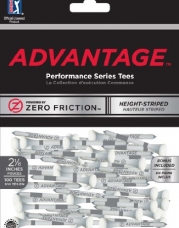 Zero Friction Advantage Bamboo Golf Tees (2-1/8 Inch, White with Gray Stripe, Pack of 100)