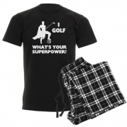 CafePress Golf Superhero Men's Dark Pajamas Men's Dark Pajamas - XL With Checker Pant