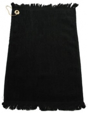 Golf Towel w/ Fringe 11 x 18 Cotton Velour Black