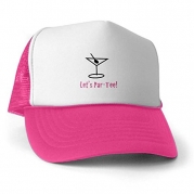 CafePress Let's Par-Tee Pink Trucker Hat - Standard Pink/White