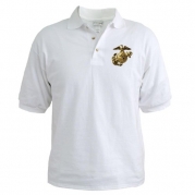 CafePress USMC: Golf Shirt - L White