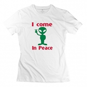 LAUR Women's Alien Peace T-Shirt - XS White