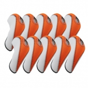 Elixir Golf Iron Club Head Covers-Set of 10, White/Orange