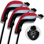 3 Pack Andux Golf Hybrid Club Head Covers Interchangeable No. Tag MT/hy01 Black & Red