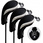 3 Pack Andux Golf Hybrid Club Head Covers Interchangeable No. Tag Mt/hy06 Black & Silver