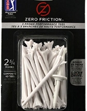 Zero Friction Tour 3-Prong Golf Tees (1-3/4 Inch, White, Pack of 20)