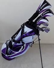 Ladies Left Handed Complete Golf Set Purple Lavender Driver, Fairway Wood, Hybrid, Irons, Putter, Clubs and Stand Bag Womens Clubs Set LH