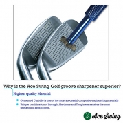 Newest Golf Club Groove Sharpener With 6 Heads- Gain Ball Control and Spin Without Buying a New Set of Club Irons! 3 Colors Available - Red, Silver and Blue By Ace Swing