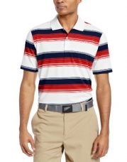 adidas Golf Men's Puremotion Merch Stripe Polo, White/Hi-Res Red/Midnight/Lead, Medium