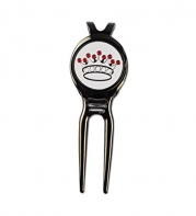 Crown Golf Ball Marker with Golf Ball Mark Magnetic Divot Repair Tool (4.Black nickel)