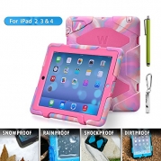 iPad Cases,iPad 2 Case,iPad 3 Case,iPad 4 Case,TRAVELLOR®[Heavy Duty] iPad Case,Three Layer Armor Defender And Full Body Protective Case Cover With Kickstand And Screen Protector for iPad 2/3/4 - Pink Camo/Pink
