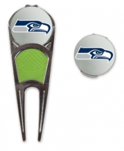 NFL Official Seattle Seahawks Golf Ball Mark Repair Tool & Hat Clip Combo