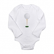 CafePress Golf Ball On Tee Long Sleeve Infant Bodysuit - 3-6M Cloud White