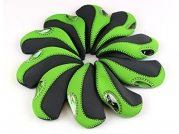 Scorpion Premium Golf Iron Club Head Covers Neoprene, Set of 10, Gray & Green