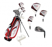 Aspire X1 Ladies Womens Complete Right Handed Golf Clubs Set Includes Titanium Driver, S.S. Fairway, S.S. Hybrid, S.S. 6-PW Irons, Putter, Stand Bag, 3 H/C's Rose Red