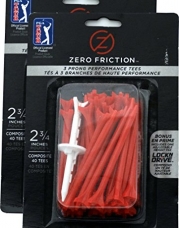 NEW Zero Friction Red Tees 2¾ Plastic 2 Packs of 40 / 80 Total 3 Prong / 2.75