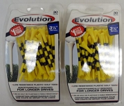 Pride Tee Evolution Golf Tees - 3 1/4 - Yellow/Black - 2 Packs of 30 - 11811