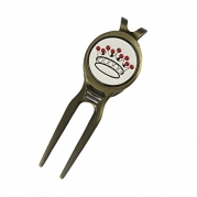 Crown Golf Ball Marker with Golf Ball Mark Magnetic Divot Repair Tool (3.Antique brass)