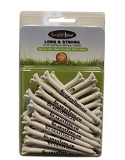 GuaranTees Long & Strong Golf Tees, 3 1/4 Inch Length, White, Durable Plastic 5-Prong Low Friction Tee Design, Marked For Consistent Height, 25 Pack, Made in USA, Guaranteed Satisfaction From Sandbunkers