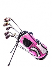 Beginners Girls Left Handed Pink Golf Set: Lady E 6 Pcs Club Set Ages 3-6 Lh