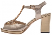T&Mates Women's Cool Peep-toe Rough Heels Fashion Crystal Pumps(7 B(W) US, golden)
