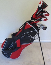 Mens Left Handed Complete Golf Club Set Driver, Wood, Hybrid, Irons, Wedge, Putter Deluxe Stand Bag Lefty LH