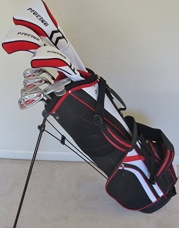 Ladies Petite Complete Golf Set Clubs Custom Made for Women Ladies 5'0-5'5 Tall Taylor Fit Driver, Wood, Hybrid, Irons, Putter, Bag Graphite Shafts White with Red Color Accents