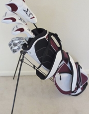Ladies Complete Golf Set Custom Made for Petite Women 5'0-5'5 Tall Taylor Fit Driver, Wood, Hybrid, Irons, Putter, Bag Graphite Lady Shafts Beautiful White with Deep Purple Color Accents