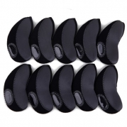 10pc Neoprene Golf Iron Club See Through Window Head Cover Protection Case Set (Black) - for Taylormade, Nike, Callaway, etc.