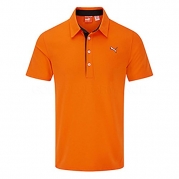 Puma Men's Golf Plaited Solid Polo Orange M