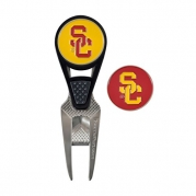 USC Trojans CVX Golf Ball Mark Repair Tool and 2 Ball Markers