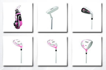 Golf Girl petite lady pink hybrid club set & cart bag